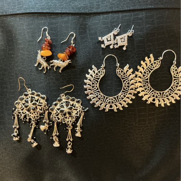 Silver Toned Women's Earring Bundle - Picture 7 of 8